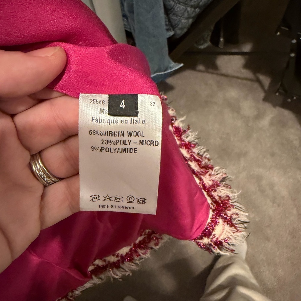 Oscar de la Renta Dark Pink and Cream Checkered Blazer - Picture 5 of 11